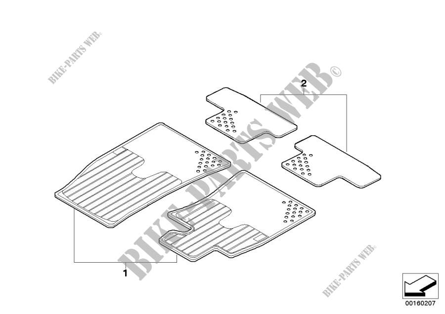 Kit reequipamiento alfombrillas, goma para MINI Cooper D 2.0 2010