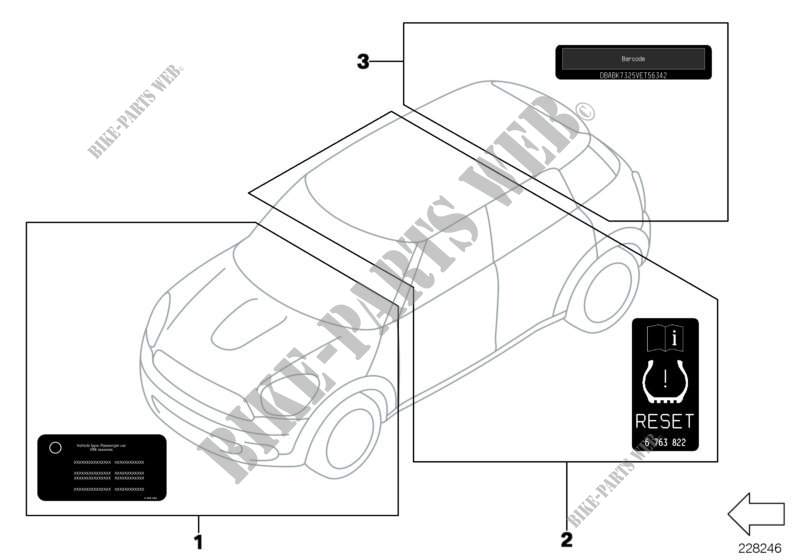 Diversas placas de advertencia para MINI Cooper 2011
