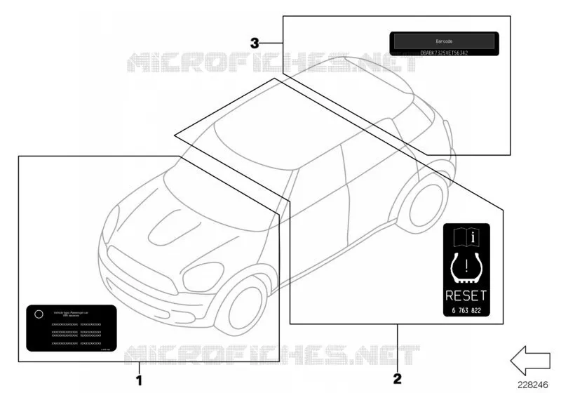 Diversas placas de advertencia MINI MINI ONE 2002 One 1.4i N One 1.4i