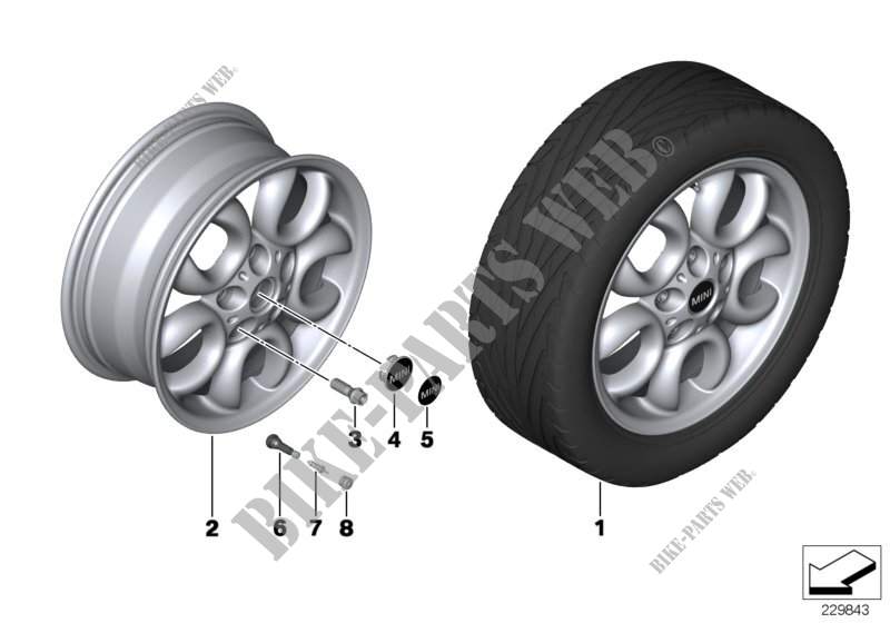 MINI LM Rueda 5 Hole Circular Spoke 123 para MINI Cooper ALL4 2012
