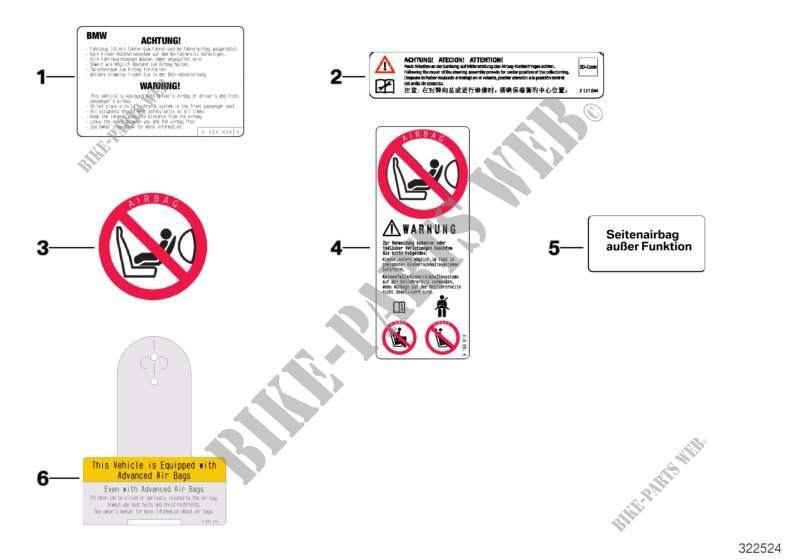 Rótulo de advertencia Airbag para MINI Cooper 2011