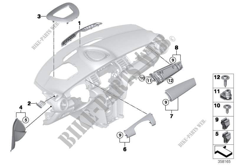 Piezas adosadas tablero instrum. arriba para MINI Cooper 2014