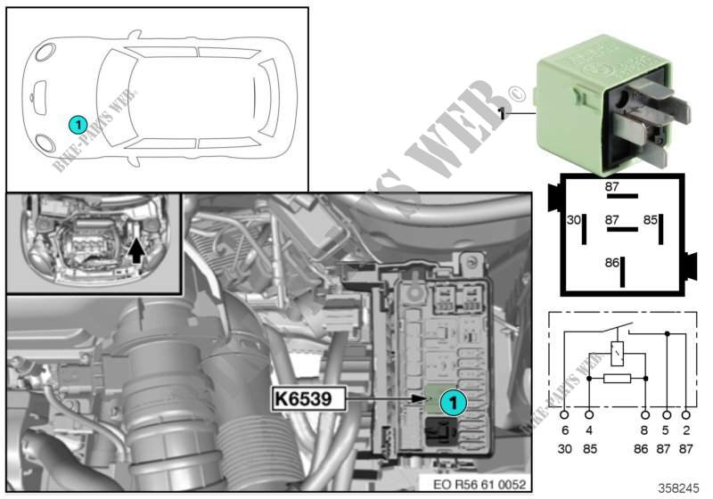 Relé calefacción purga aire motor K6539 para MINI Coop.S JCW 2011