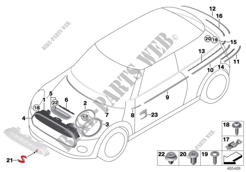 Molduras/rejillas decoración ext. I para MINI Cooper 2014