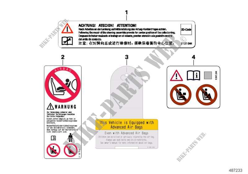 Rótulo de advertencia Airbag para MINI Cooper 2014
